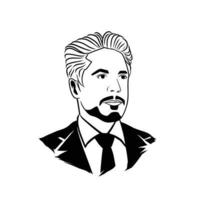 tony stark robert downey ilustración de potrait en blanco y negro vector