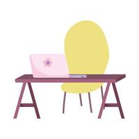 Desk with laptop and chair vector design