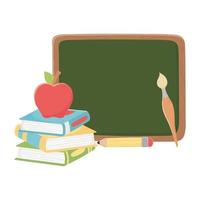 Isolated school board apple pencil brush and books vector design