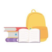 Isolated school bag and books vector design