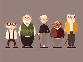 diferentes ancianos personaje de dibujos animados masculino senior