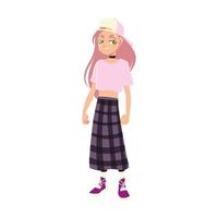 girl character wearing trendy clothes youth culture, vector design