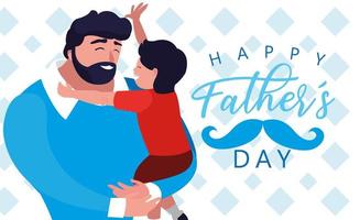 happy father day card with dad and son vector