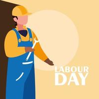 labour day celebration with construction worker vector