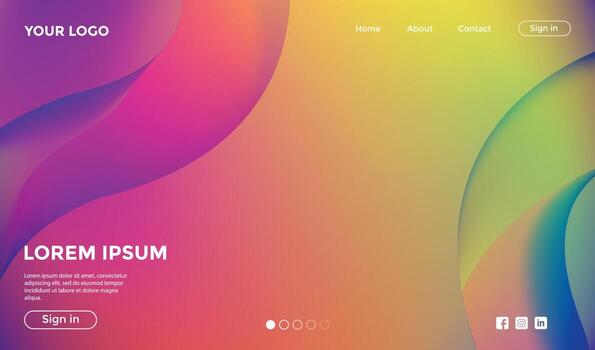 Website Template with Dynamic Colorful Background vector