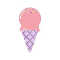 ice cream with purple cone on white background vector