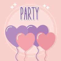 party letterig with ballons with shape of heart vector