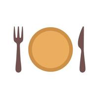 yellow plate with knife and fork on the sides vector