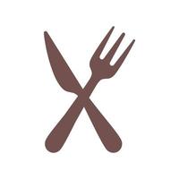 crossed knife and fork on white background