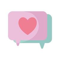 message bubble with pink color and one heart in the middle of it vector