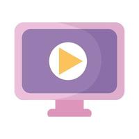 social media icon of a one screen with purple color and one symbol of play in the middle of it vector