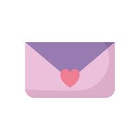 envelope with purple color and one heart vector