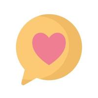 message bubble with yellow color and one heart in the middle of it vector