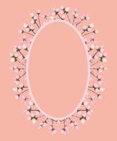 flowers buds painting around oval frame vector design