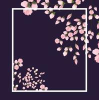 frame with flowers buds painting vector design