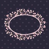 flowers buds painting around oval frame vector design