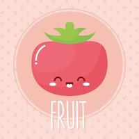 tomato kawaii fruit with a smile and fruit lettering vector