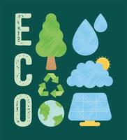 seis iconos ecológicos vector