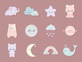 twelve good night items vector