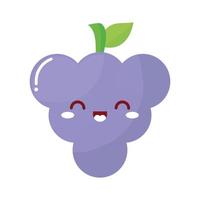 uvas kawaii fruta con una sonrisa vector