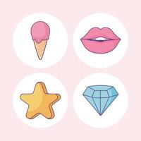 four pop patches vector