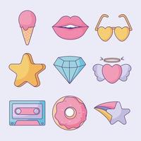 nine pop patches vector