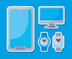 four health monitors icons vector