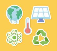 five global warming items vector