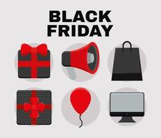 six black fridays items vector