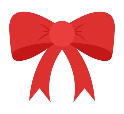 Color cute bow. Gift and birthday decorative red ribbon. Vector