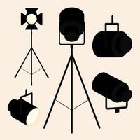 five spotlight reflector icons vector