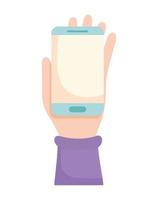 hand holding phone vector