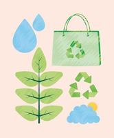 five sustainable items vector