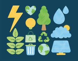 twelve sustainable items vector