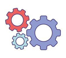 three colored gears vector