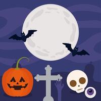 halloween cemetery illustration vector