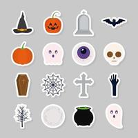 twelve halloween items vector