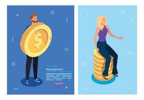 financial management with people and icons vector