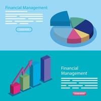 set poster of financial management with icons vector