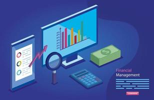 financial management with computer and icons vector