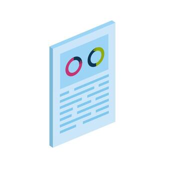 document with circular statistical graph isolated icon vector