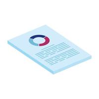 document with circular statistical graph isolated icon vector