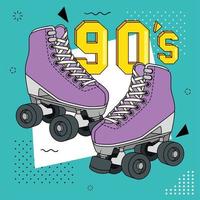 roller skates of nineties retro isolated icon vector