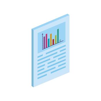 document with bars statistical graph isolated icon vector