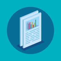 document with bars statistical graph isolated icon vector