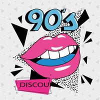 poster of discount with lips sexy of nineties vector