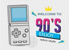 poster of welcome nineties with video game handle vector