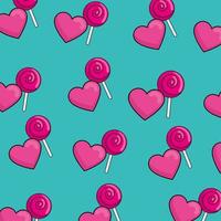 background of lollipops and hearts retro style vector