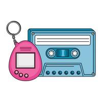 cassette with video game mascot nineties retro vector