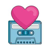 cassette with heart nineties retro isolated icon vector